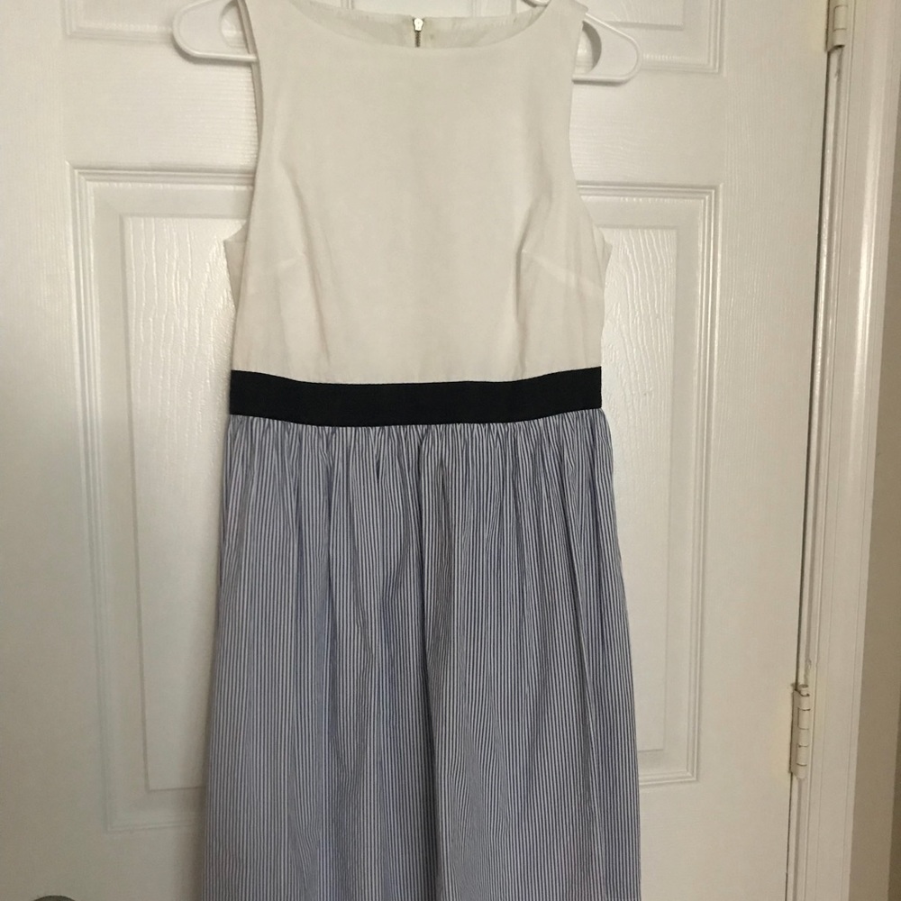 Loft white blue striped dress